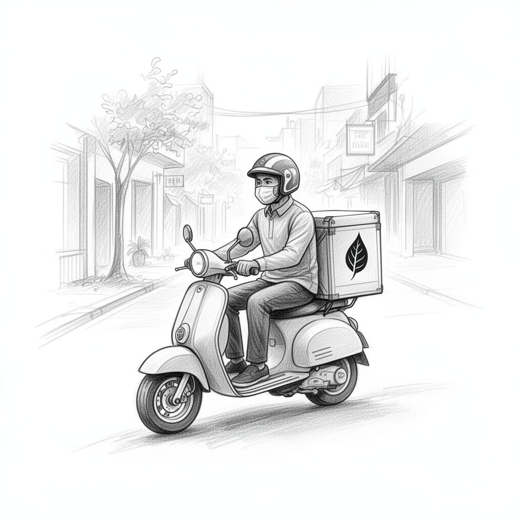 Home Delivery — pencil illustration